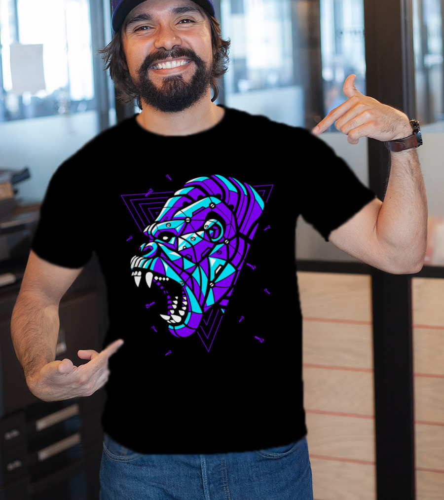 Cyber Punk Gorilla Geometric Triangles T-Shirt
