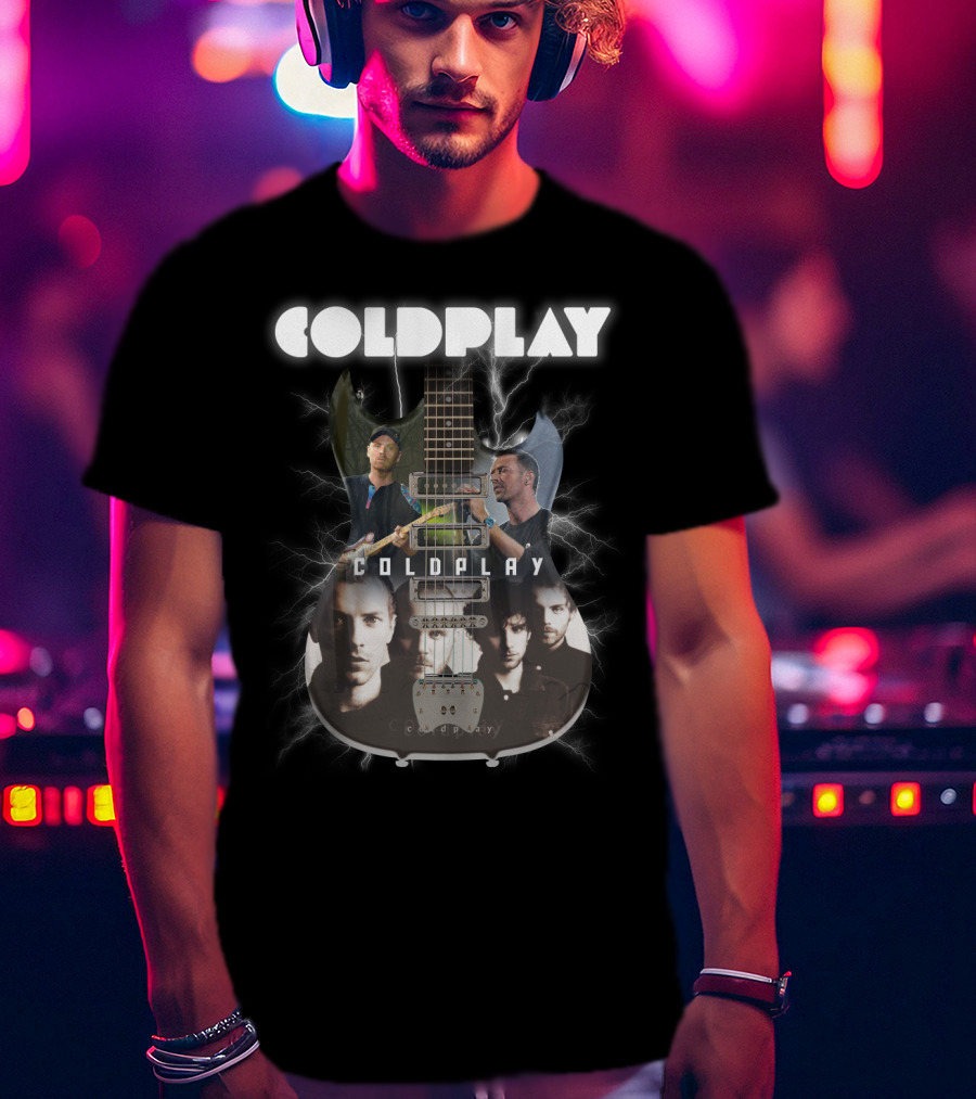 COLDPLAY Electric Guitar Lightning Portraits T-Shirt