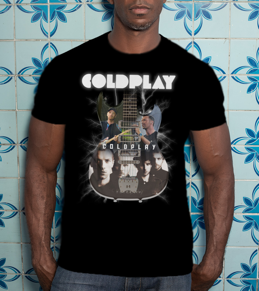 COLDPLAY Electric Guitar Lightning Portraits T-Shirt