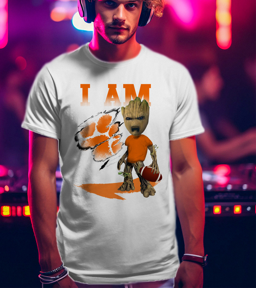 I AM Clemson Tiger Groot Football T-Shirt
