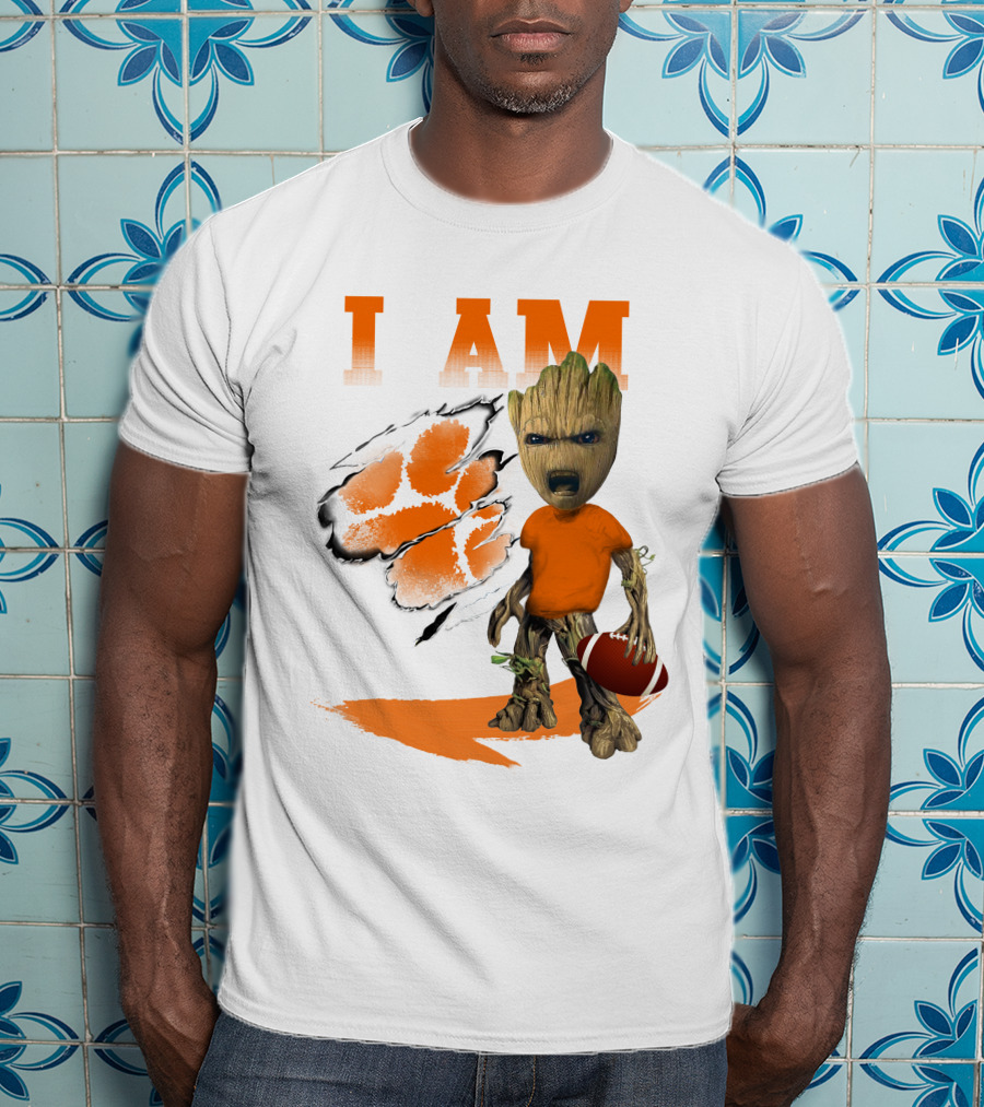 I AM Clemson Tiger Groot Football T-Shirt