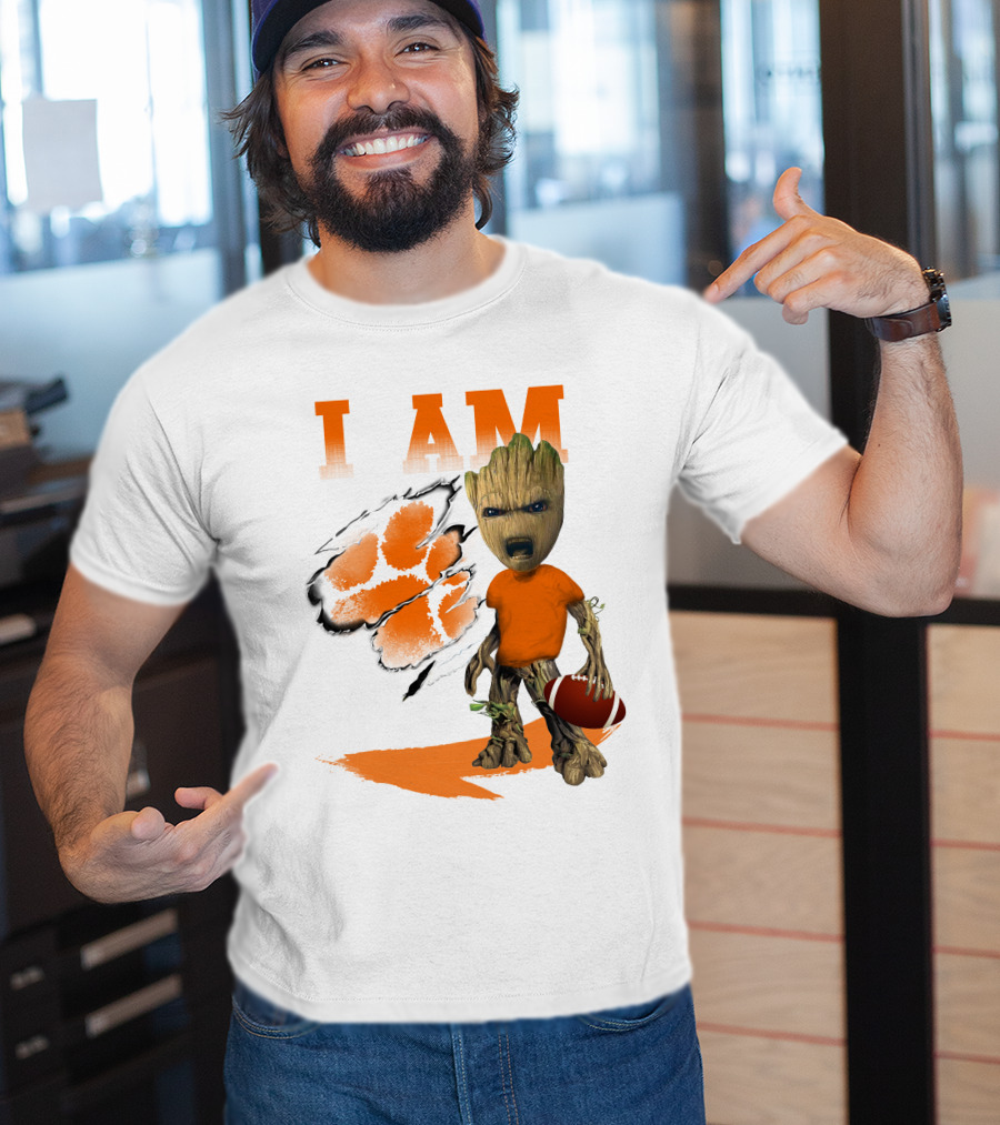I AM Clemson Tiger Groot Football T-Shirt