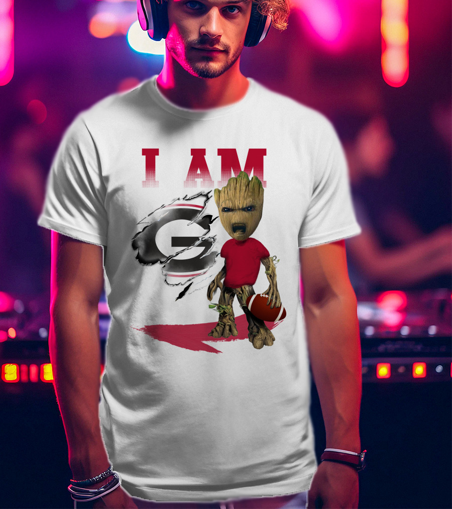 I AM Georgia Bulldogs Groot Holding Football T-Shirt