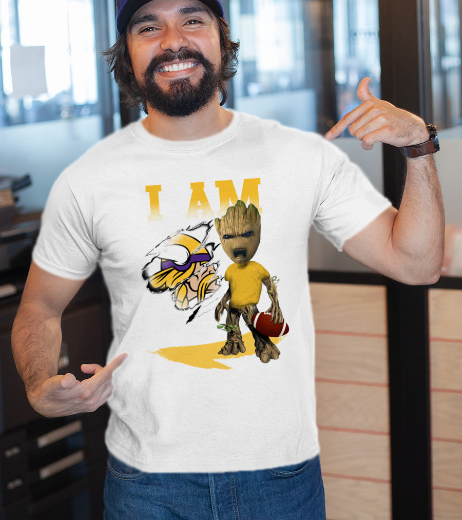 I AM Minnesota Vikings Baby Groot Football T-Shirt