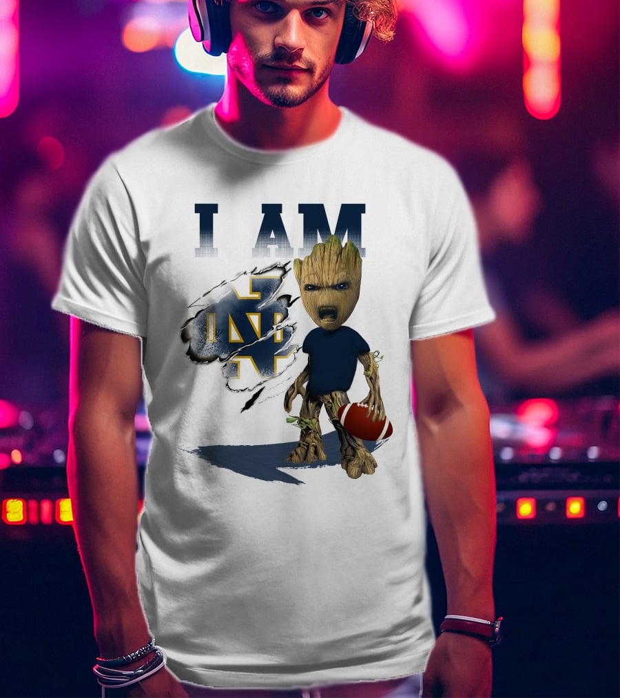 I AM Notre Dame Fighting Irish Groot Football T-Shirt