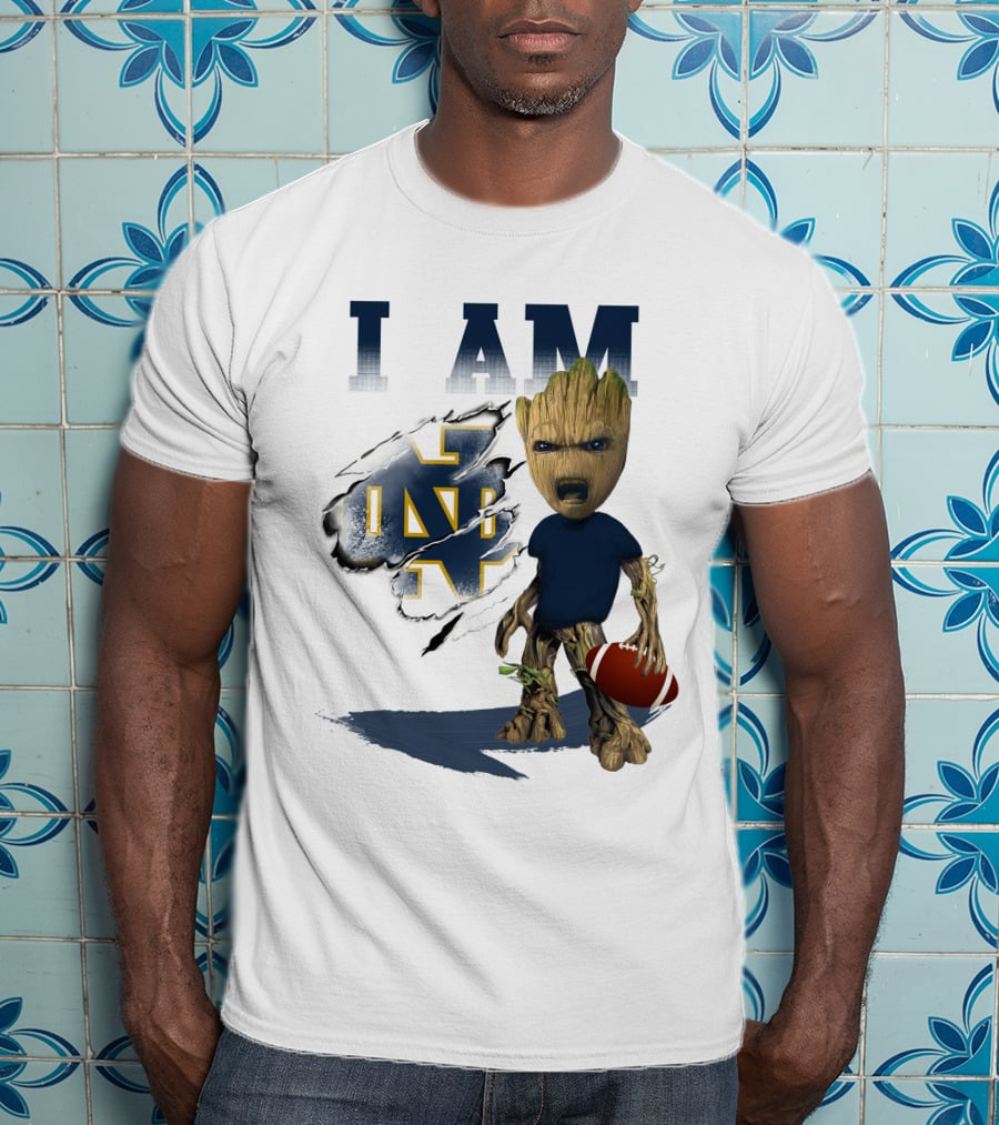 I AM Notre Dame Fighting Irish Groot Football T-Shirt