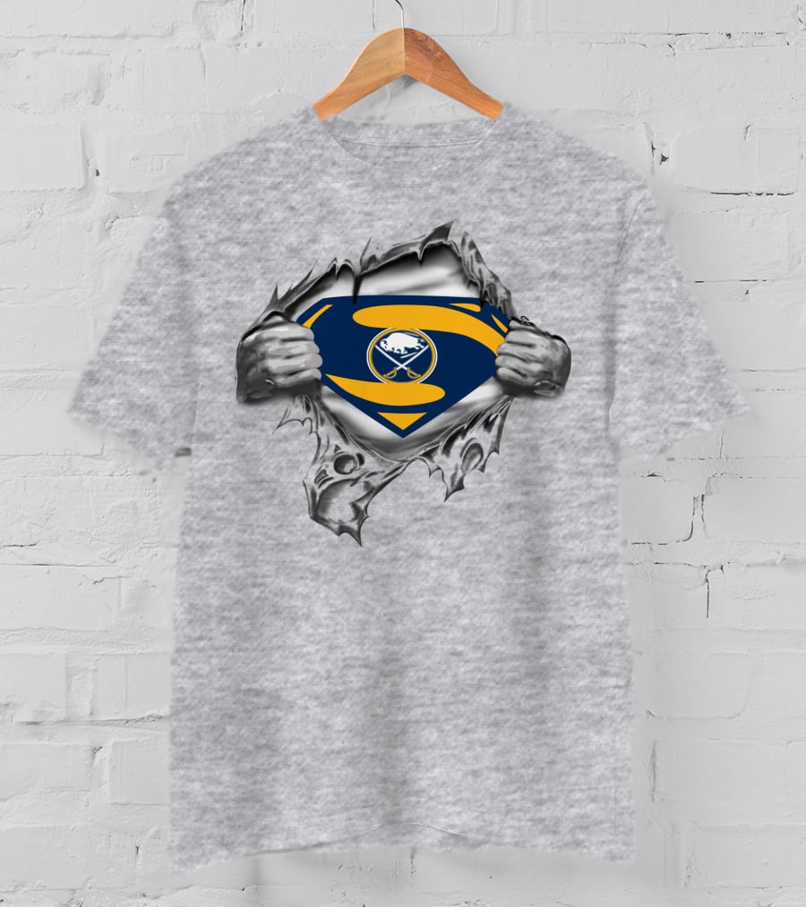 Buffalo Sabres Superman Logo Ripped Chest T-Shirt