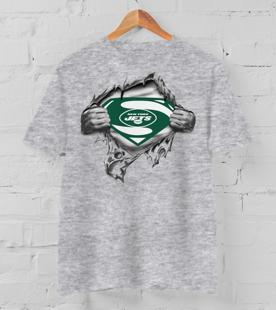 New York Jets Superman Shield Logo Burst T-Shirt