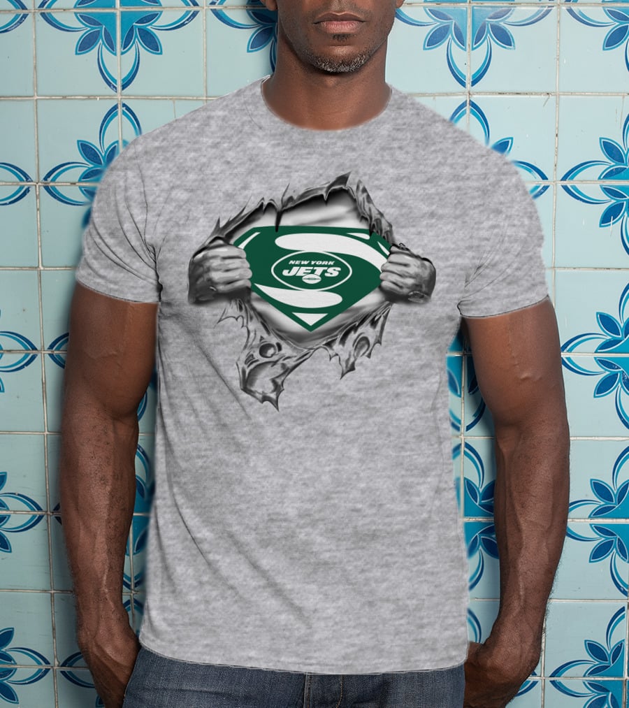 New York Jets Superman Shield Logo Burst T-Shirt