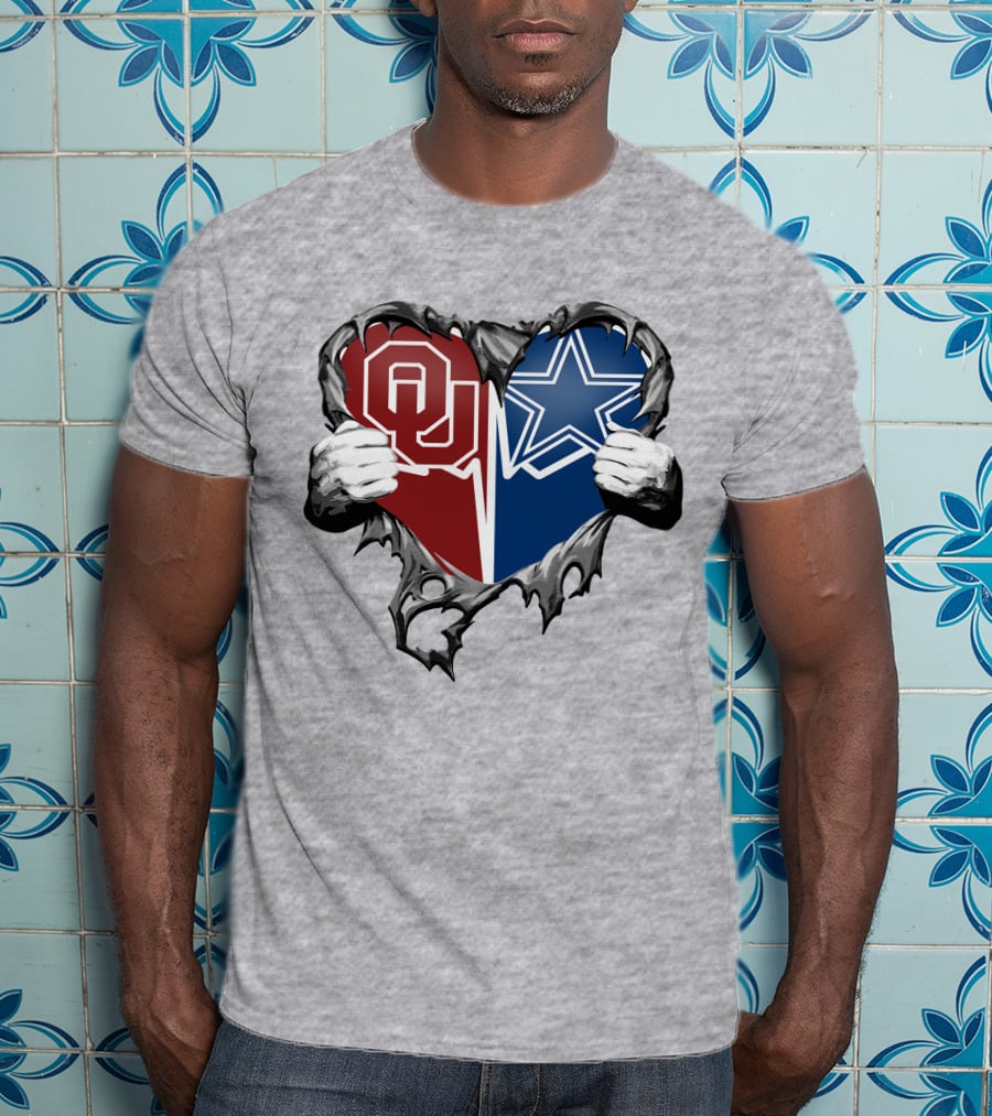 Cowboys And Sooners Heart Oklahoma And Dallas Fans T-Shirt