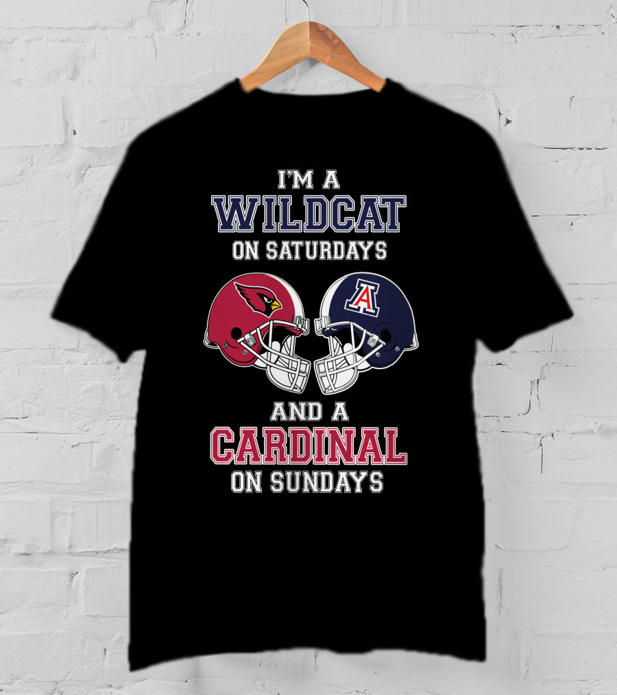 Wildcat On Saturdays Cardinal On Sundays Football Helmets T-Shirt