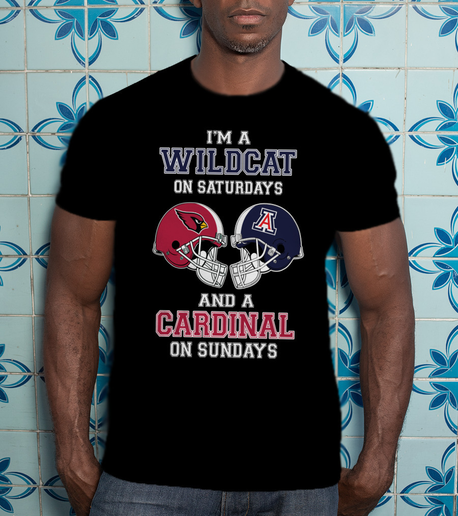 Wildcat On Saturdays Cardinal On Sundays Football Helmets T-Shirt