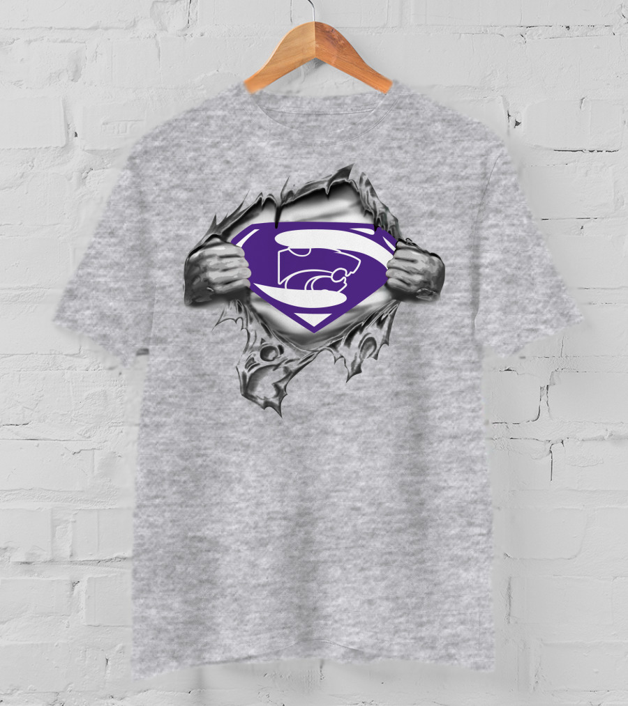Kansas State Wildcats Superman Logo Ripped Shield T-Shirt