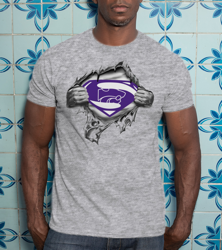 Kansas State Wildcats Superman Logo Ripped Shield T-Shirt