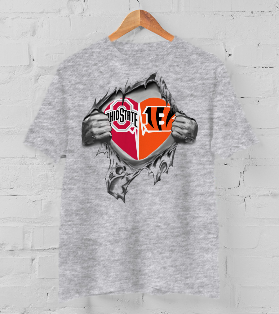 Ohio State Bengals Heart Peeking Through T-Shirt