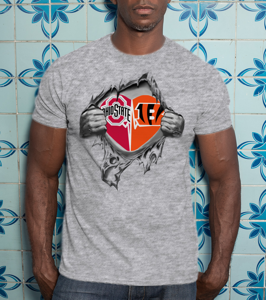 Ohio State Bengals Heart Peeking Through T-Shirt