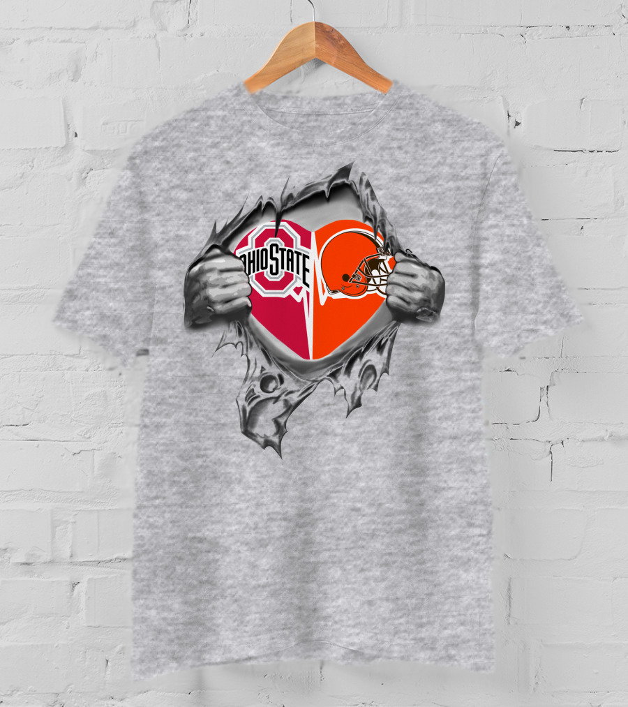 Ohio State Buckeyes Cleveland Browns Heart Inside My Heart T-Shirt