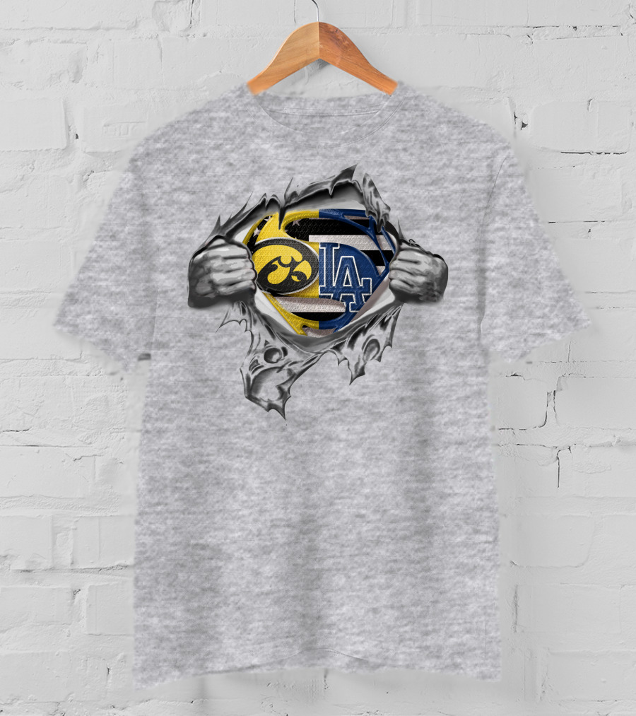 Hawkeyes Dodgers Superman Logo Crossover Emblem T-Shirt