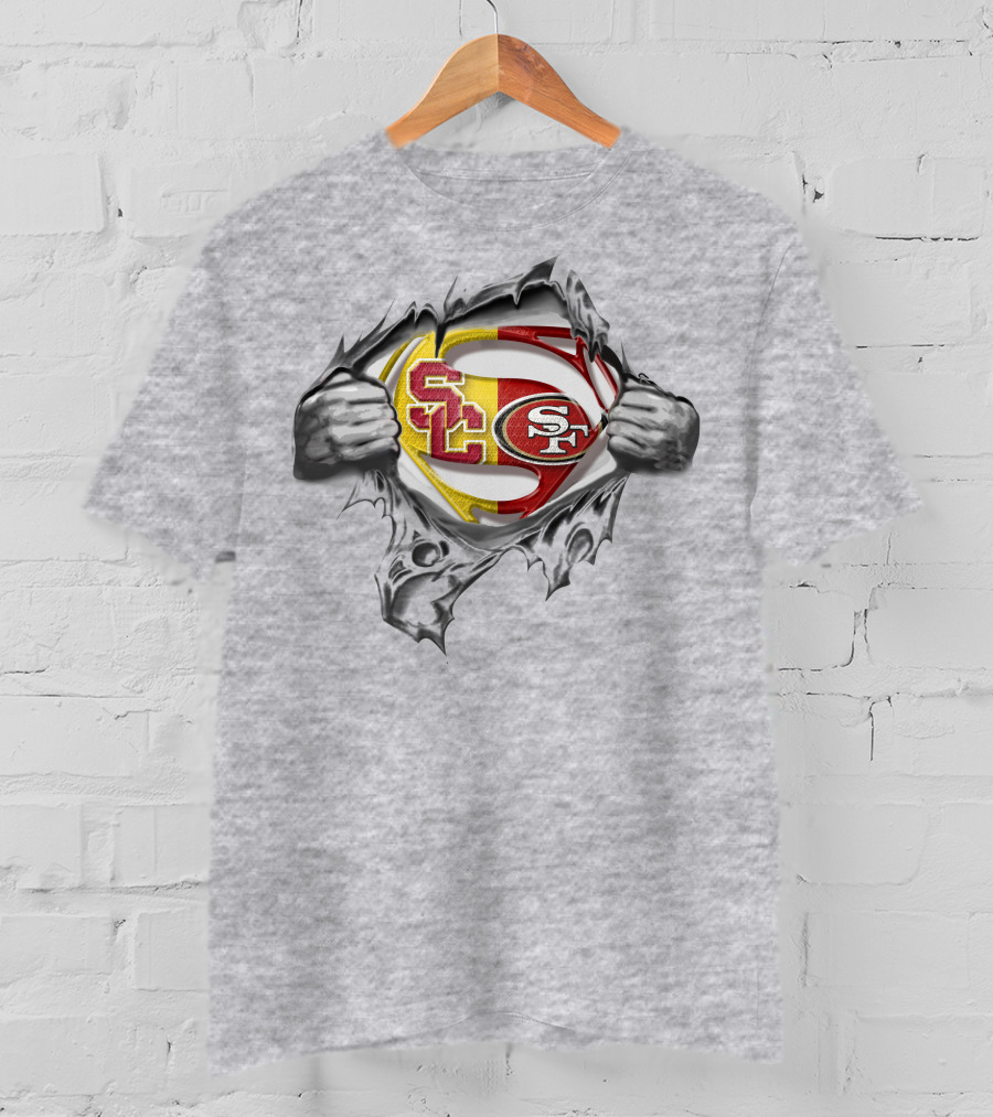 49ers Trojans Superman Logo Fusion T-Shirt