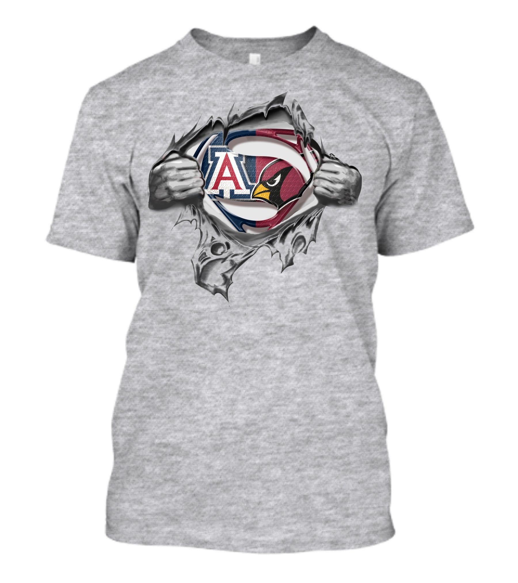 Arizona Wildcats Cardinals Superman Logo Hybrid T-Shirt