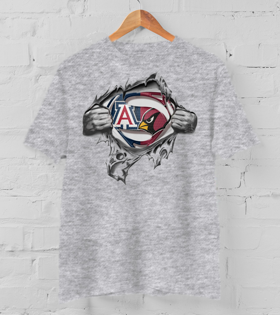 Arizona Wildcats Cardinals Superman Logo Hybrid T-Shirt