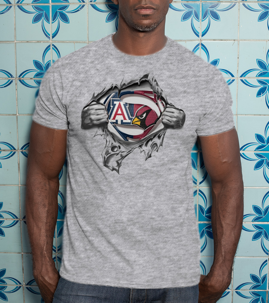 Arizona Wildcats Cardinals Superman Logo Hybrid T-Shirt
