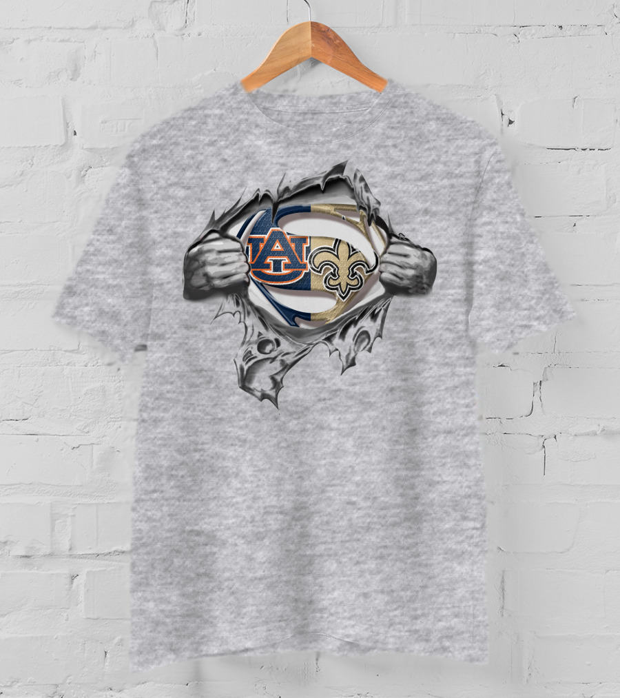 Auburn Tigers New Orleans Saints Superhero Fusion T-Shirt