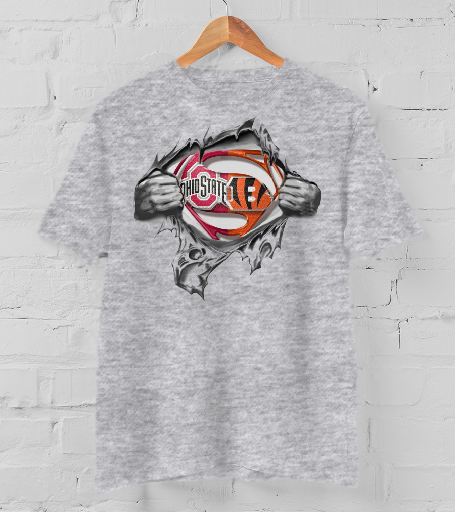 Ohio State Buckeyes Bengals Super Fan Logo Fusion T-Shirt
