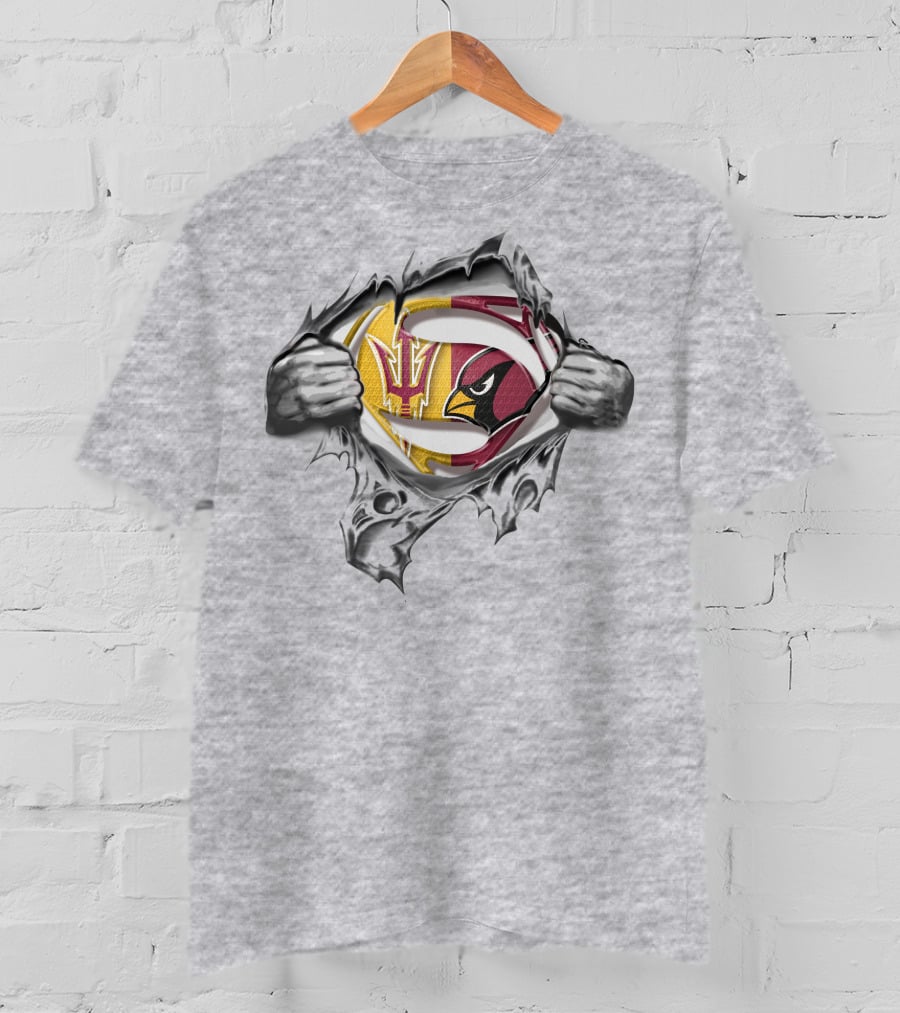 Arizona State Devils Cardinals Super Man Logo Mashup T-Shirt