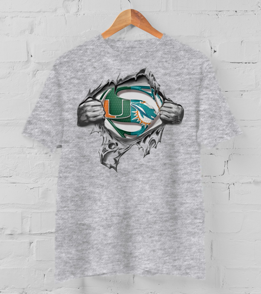 Dolphins Hurricanes Superman Logo Mashup T-Shirt