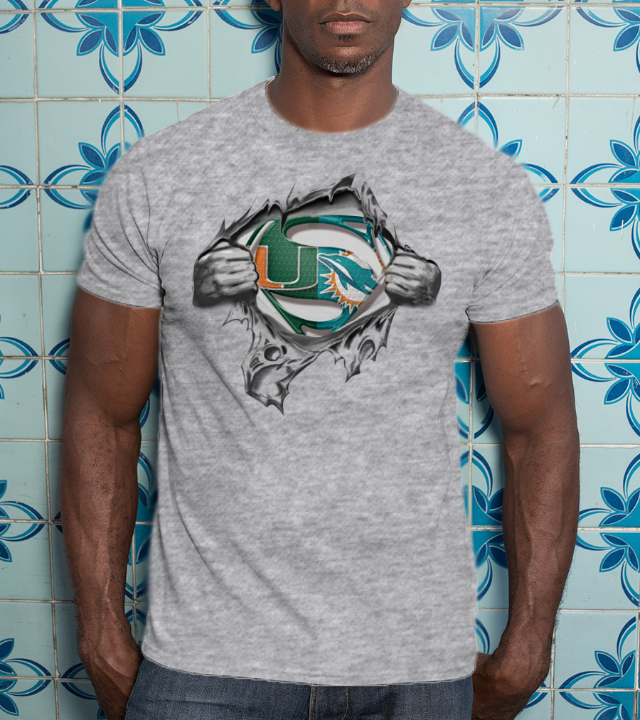 Dolphins Hurricanes Superman Logo Mashup T-Shirt