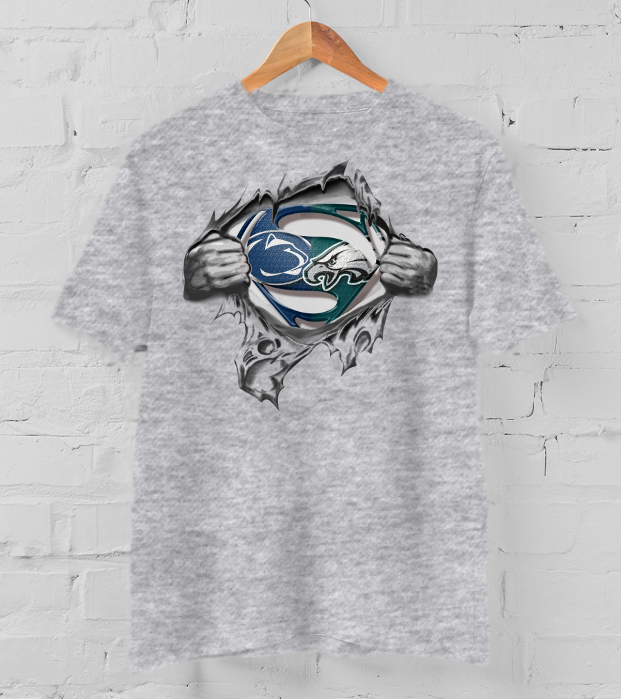 Eagles Penn State Superman Logo Rip T-Shirt