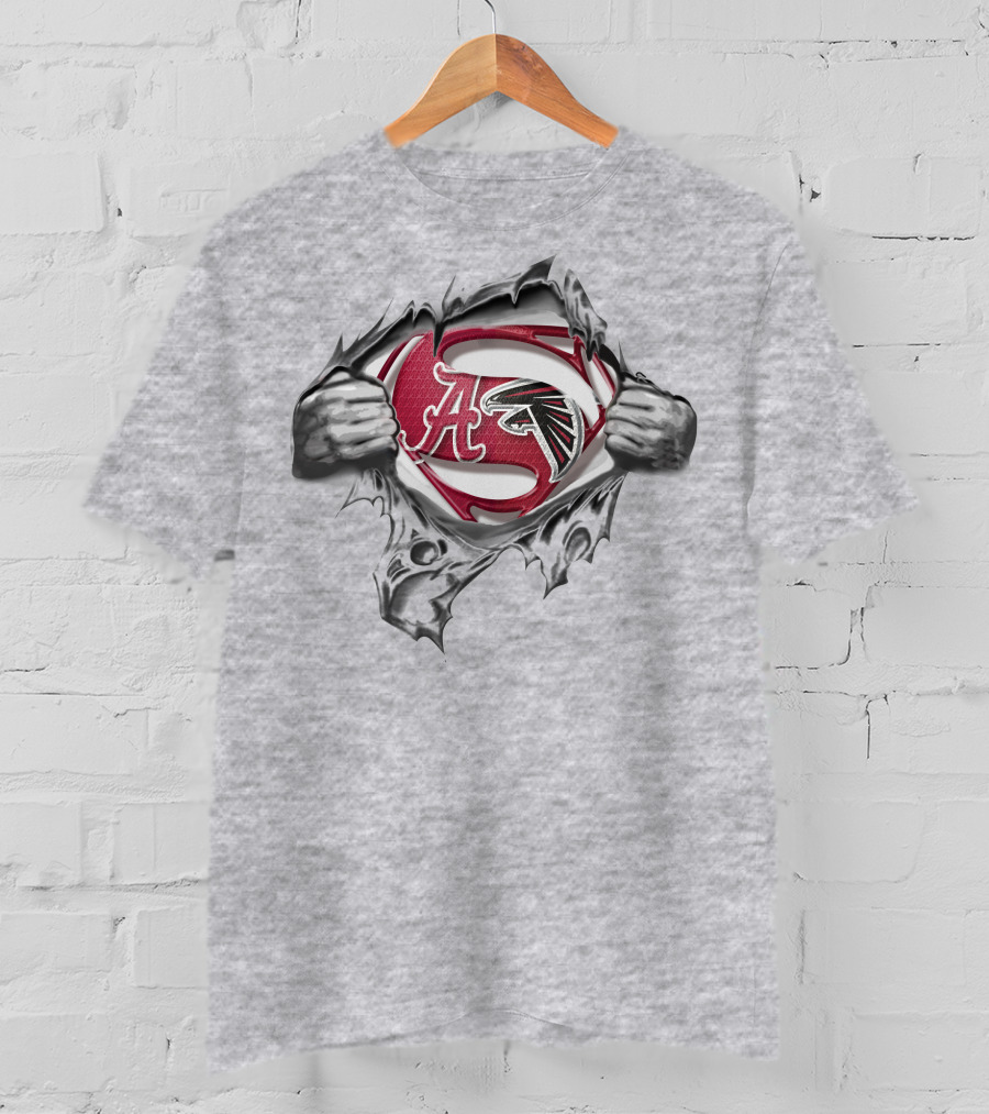 Alabama Crimson Tide Atlanta Falcons Superman Logo Fusion T-Shirt