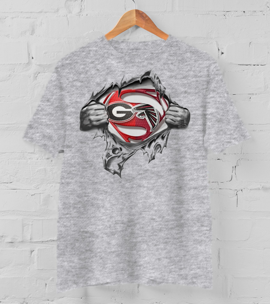 Georgia Bulldogs Atlanta Falcons Superman Logo Fusion T-Shirt