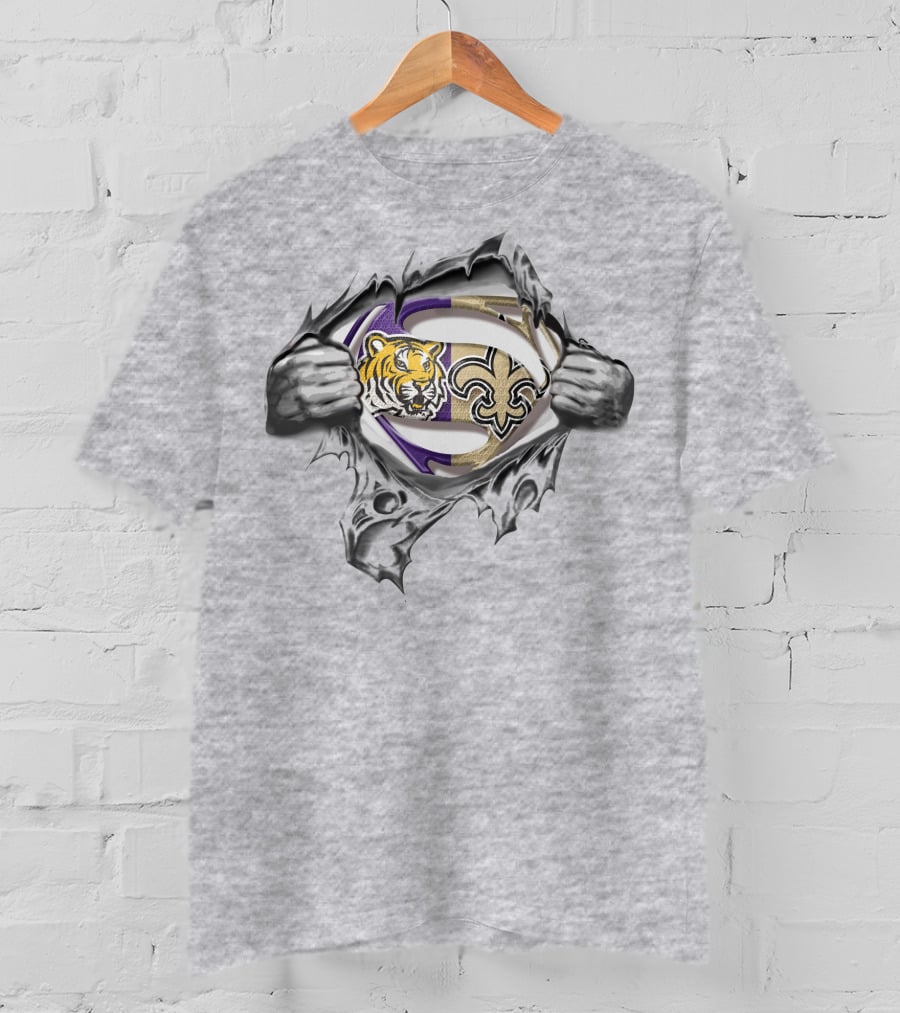 LSU Tigers New Orleans Saints Super Man T-Shirt