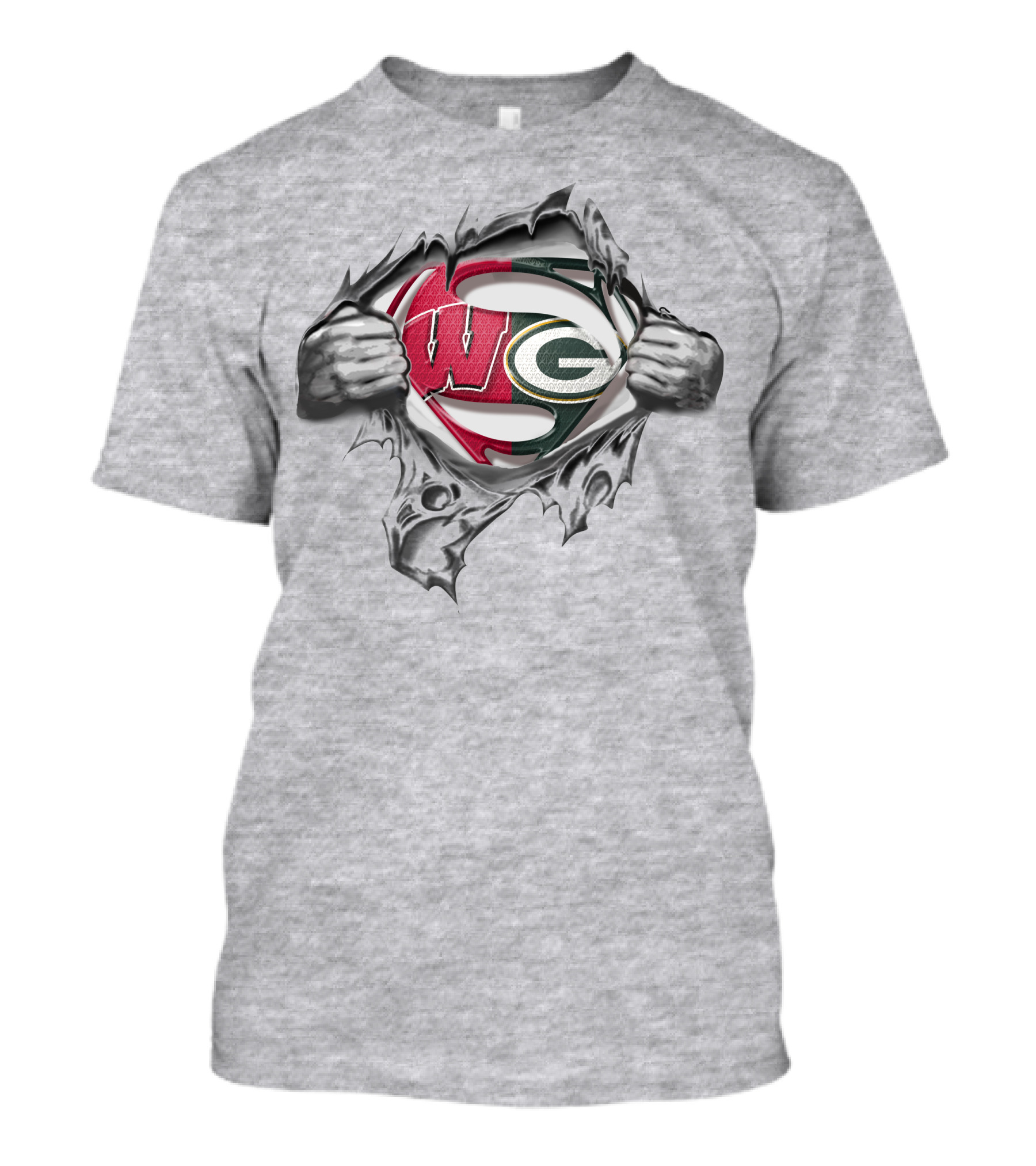 Packers Badgers WG Super Logo Tear Open T-Shirt