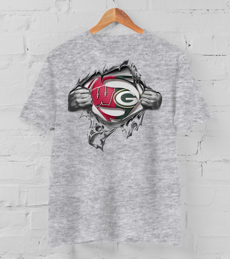 Packers Badgers WG Super Logo Tear Open T-Shirt