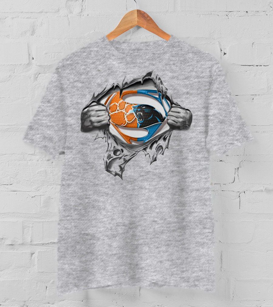 Panthers CLEMSON Superman Logo Rip T-Shirt
