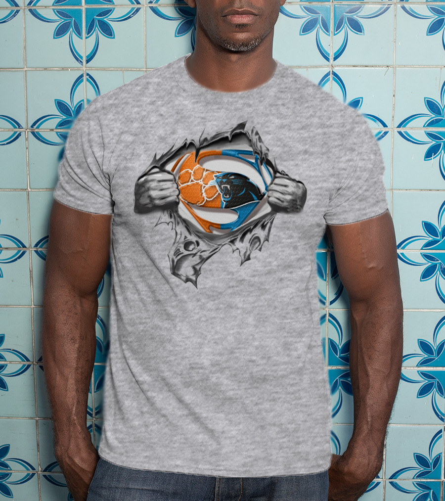 Panthers CLEMSON Superman Logo Rip T-Shirt
