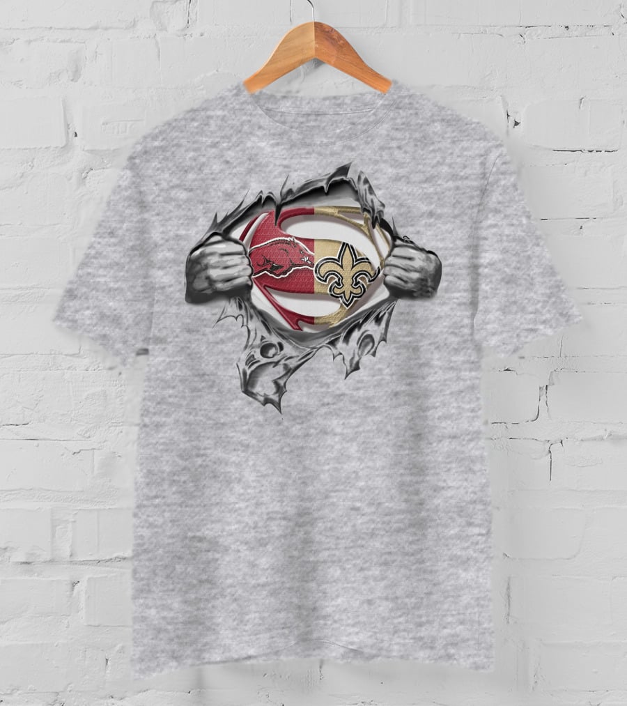 Razorbacks Saints Superman Logo Mashup T-Shirt