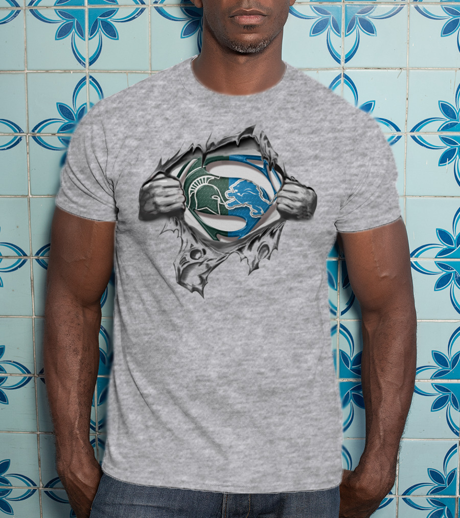 Spartans Lions Superman Logo Fusion T-Shirt