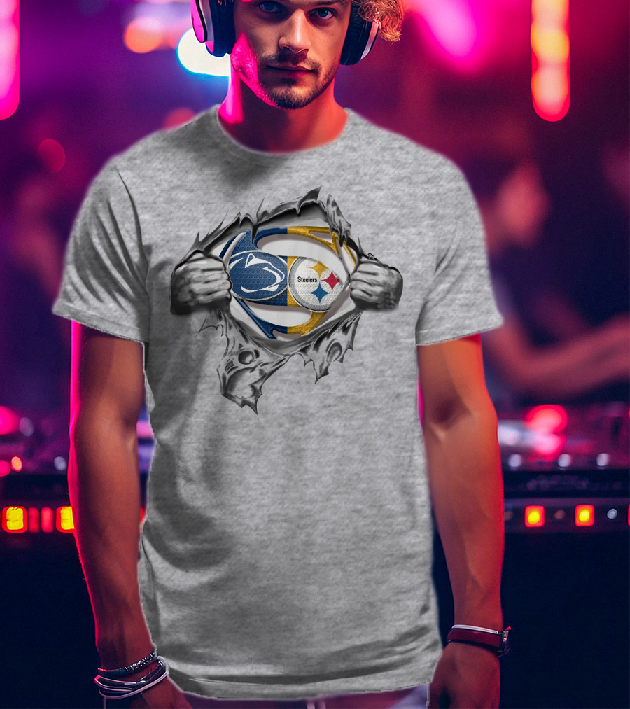 Steelers Penn State Superman Logo Fusion T-Shirt