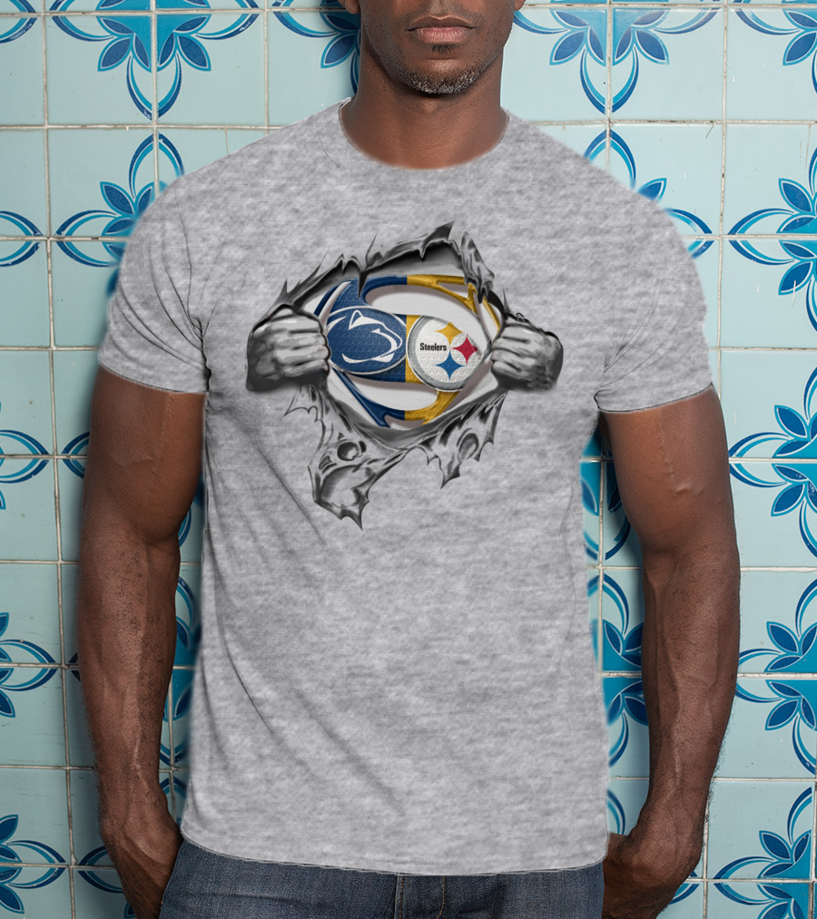 Steelers Penn State Superman Logo Fusion T-Shirt