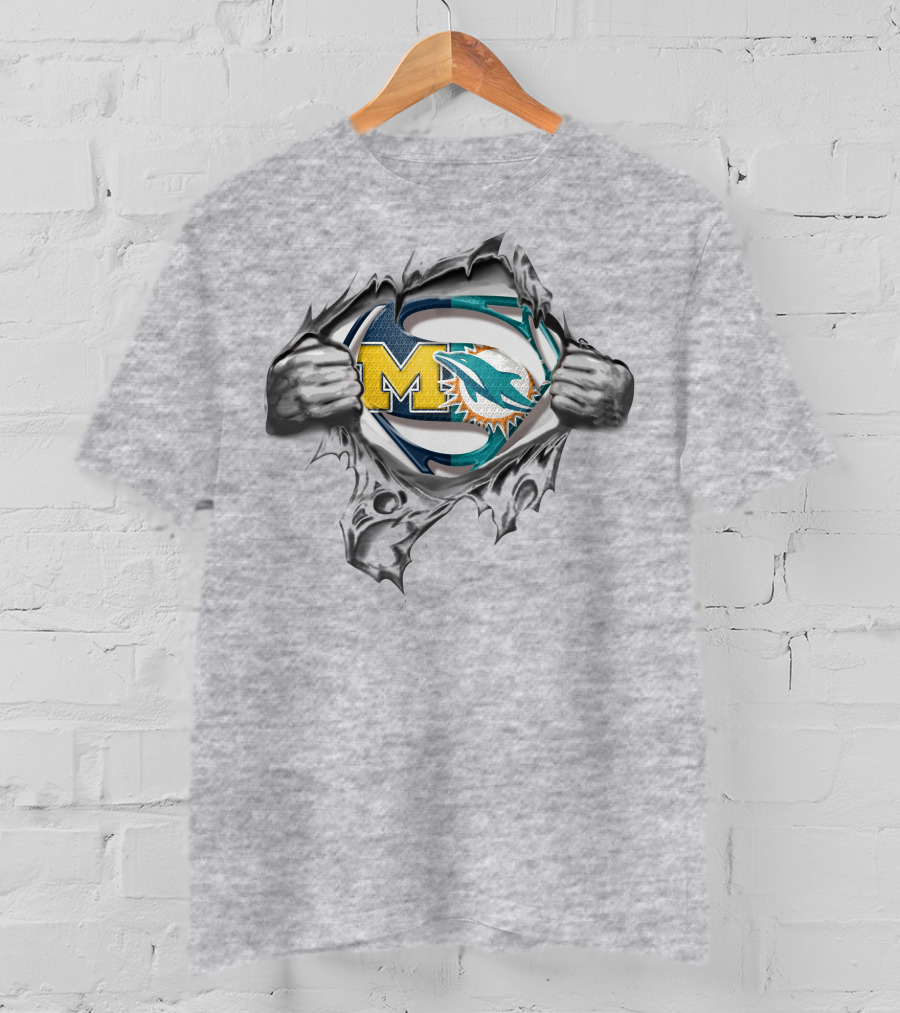Wolverines Dolphins Superman Logo Mashup T-Shirt
