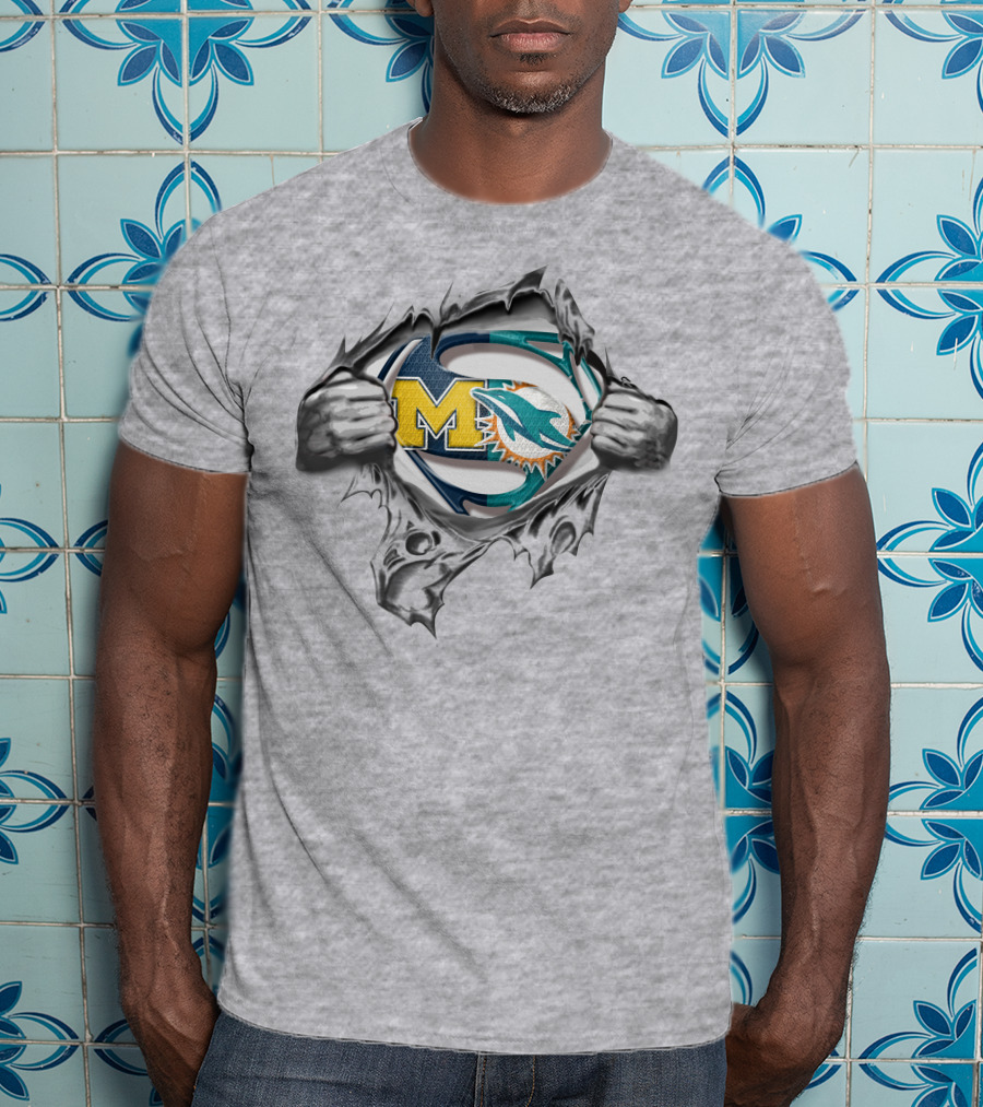 Wolverines Dolphins Superman Logo Mashup T-Shirt