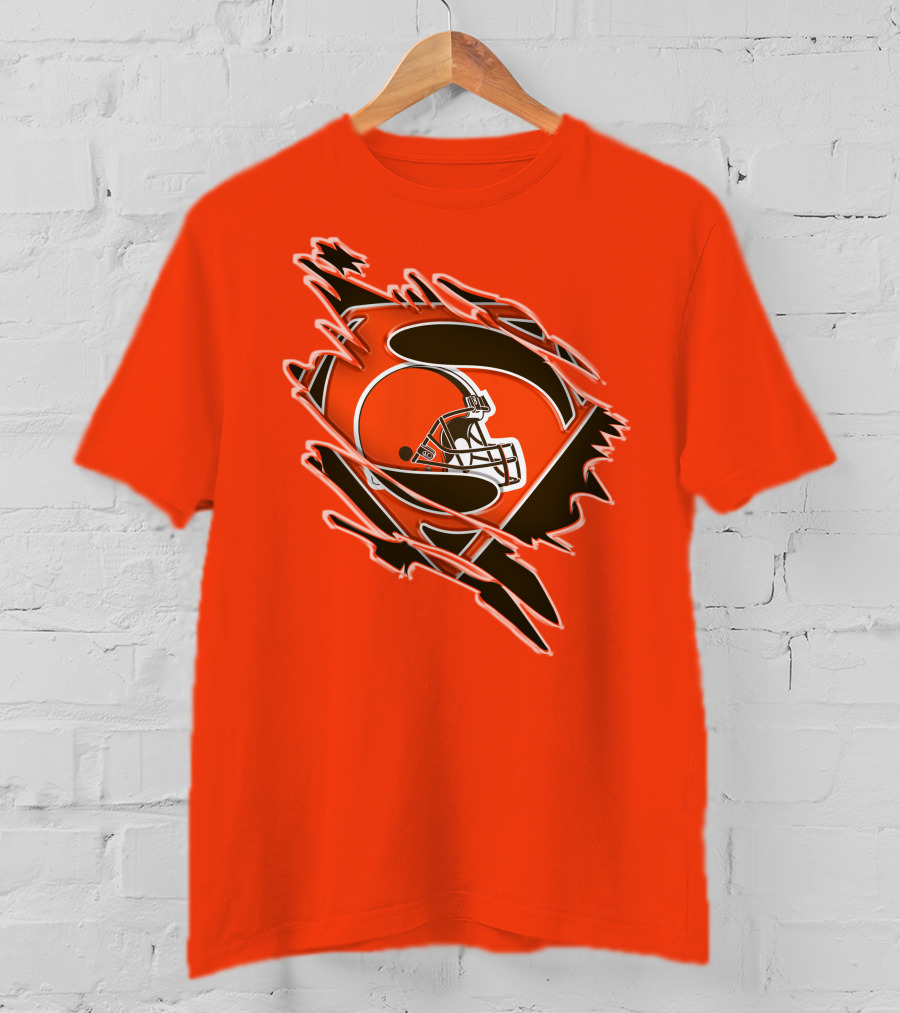 Cleveland Browns Superman Logo Helmet Icon Superhero Fan T-Shirt