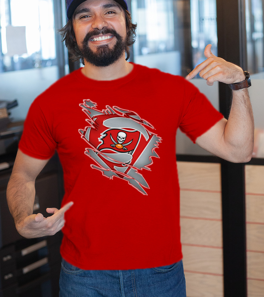 Buccaneers Super Man Nfl Logo Fusion With Superman T-Shirt
