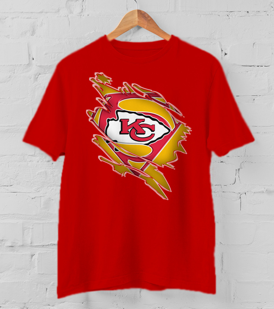 Kansas City Chiefs Super Man Logo Design Red T-Shirt