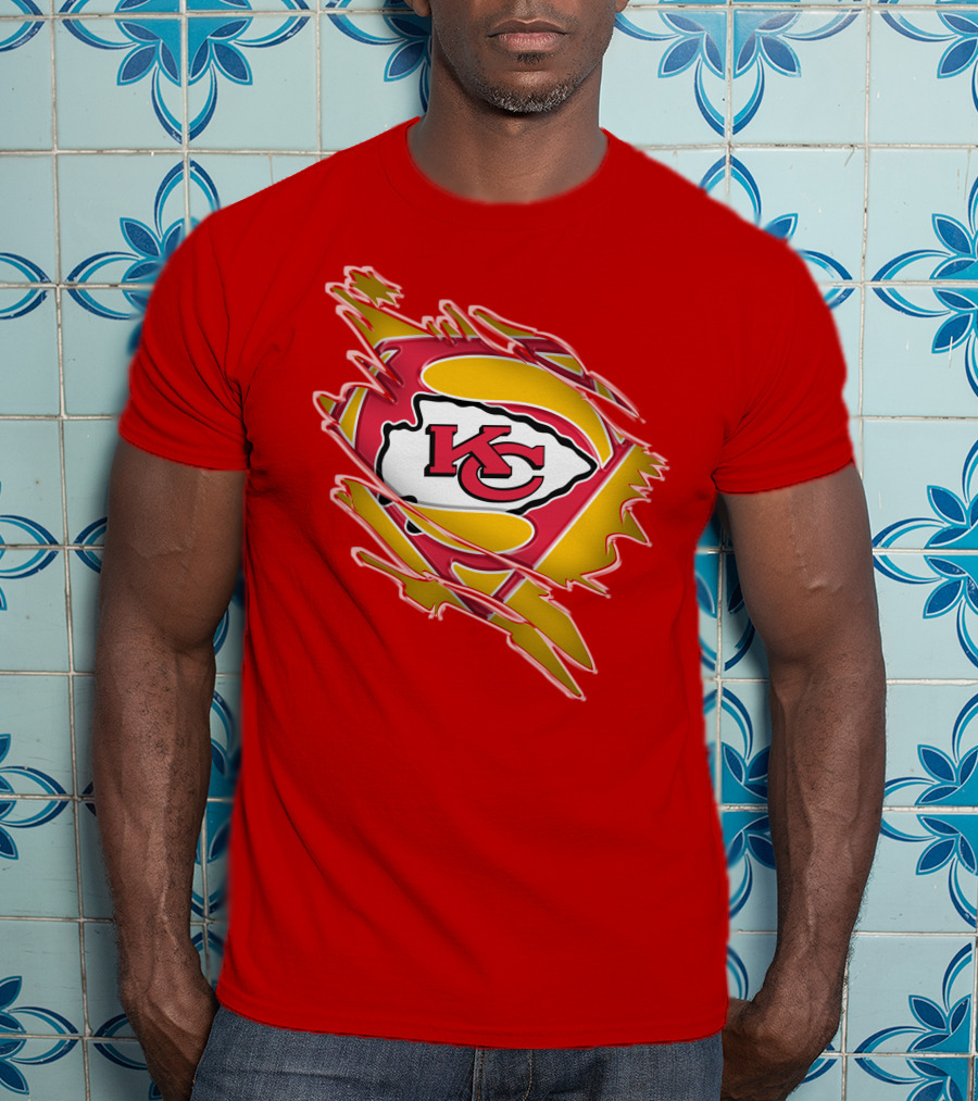 Kansas City Chiefs Super Man Logo Design Red T-Shirt