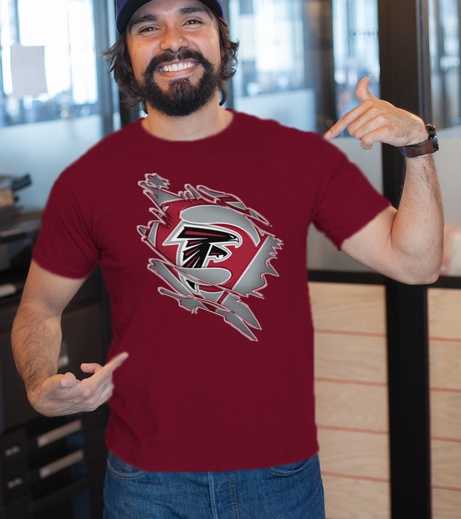 Atlanta Falcons Logo Inside Superman Symbol T-Shirt